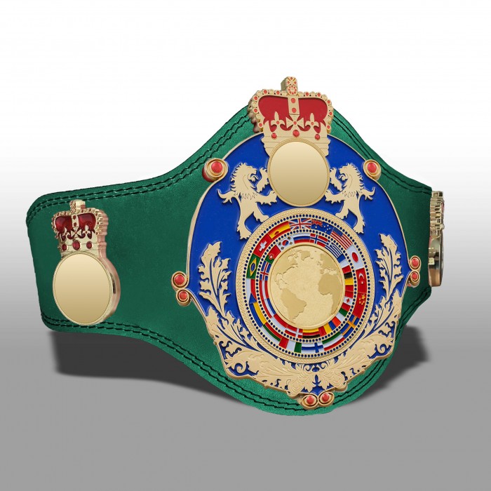 QUEENSBURY PLT LEATHER WORLD FLAGS CHAMPIONSHIP BELT - PLTQUEEN/BLUE/G/FLAGG - AVAILABLE IN 4 COLOURS